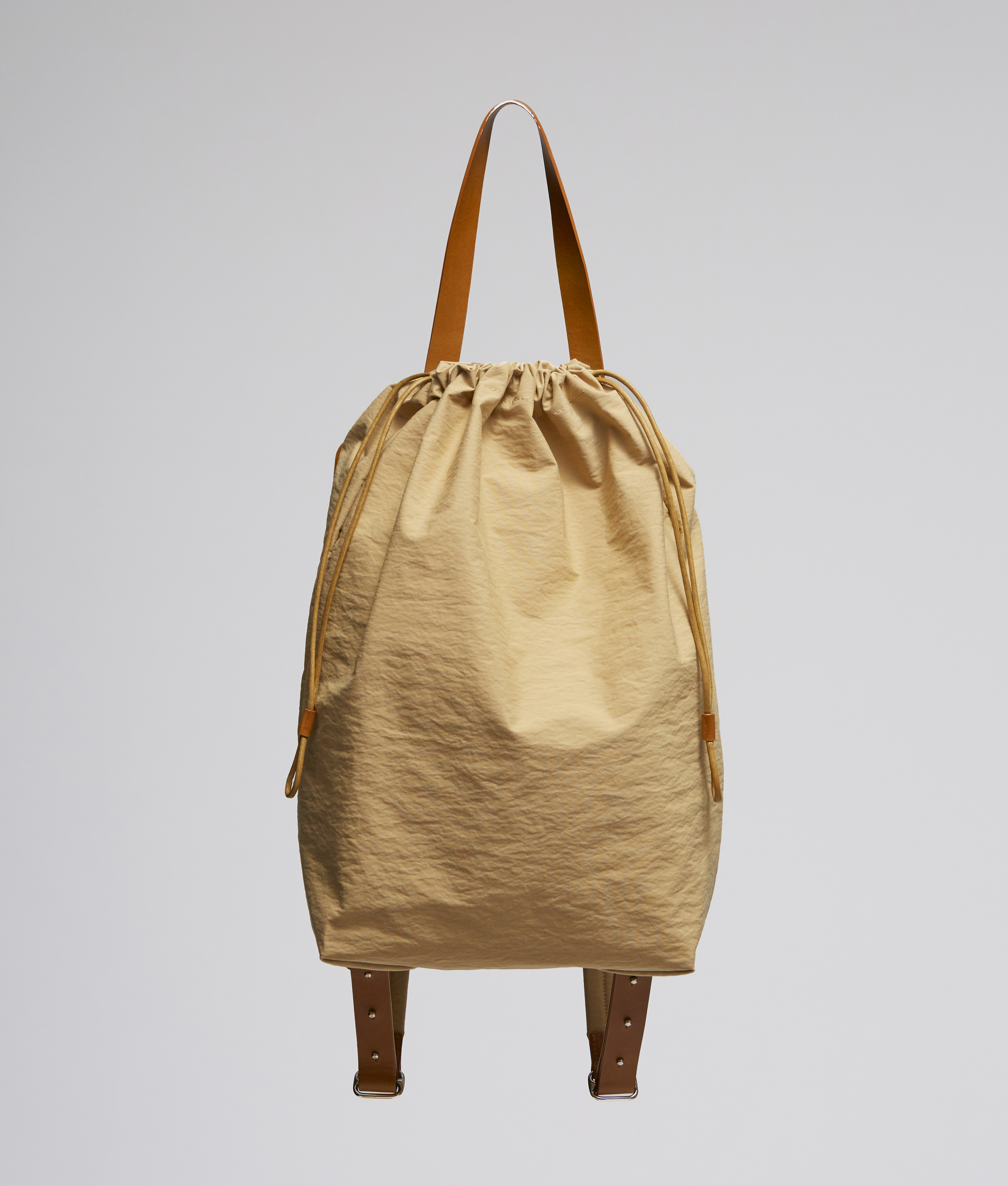 building block leather backpack Brooklyn  LAND Goods woven canvas interior Building Block Leather Rucksack Backpack